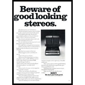 1972 Sony Home Stereo Receiver Turntable Vintage Print Ad Beware Good Looking